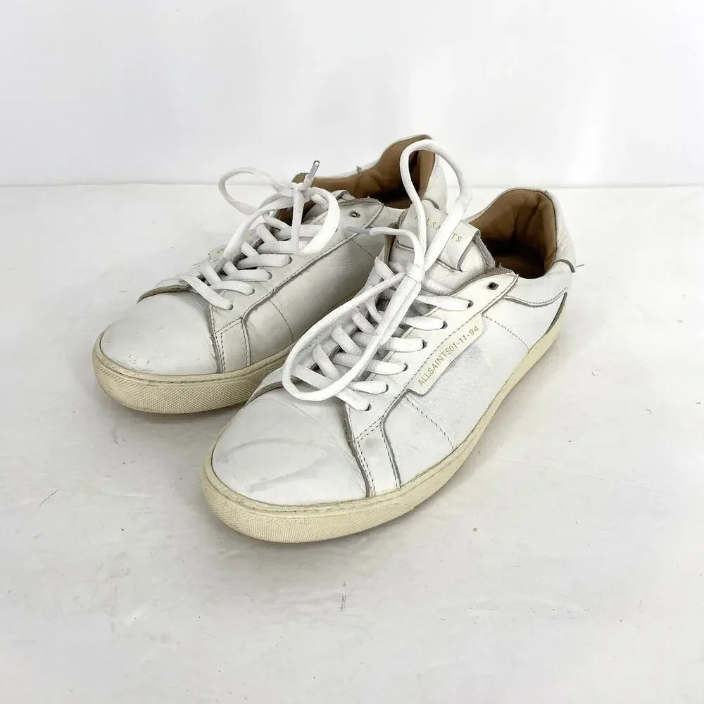 AllSaints Sheer White Leather Low Top Sneakers Women’s EU 37 US 7